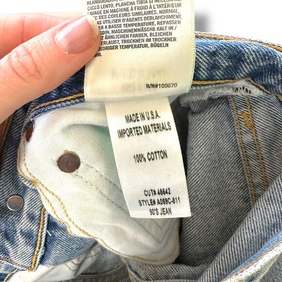 Agolde 90's Mid-Rise Fall Out Loose Fit Distressed Straight High Rise Denim Jean - Picture 10 of 10